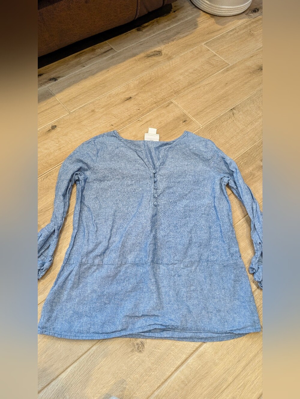 Liz Claiborne Soft Blue 3/4 Sleeve Linen Women's Top